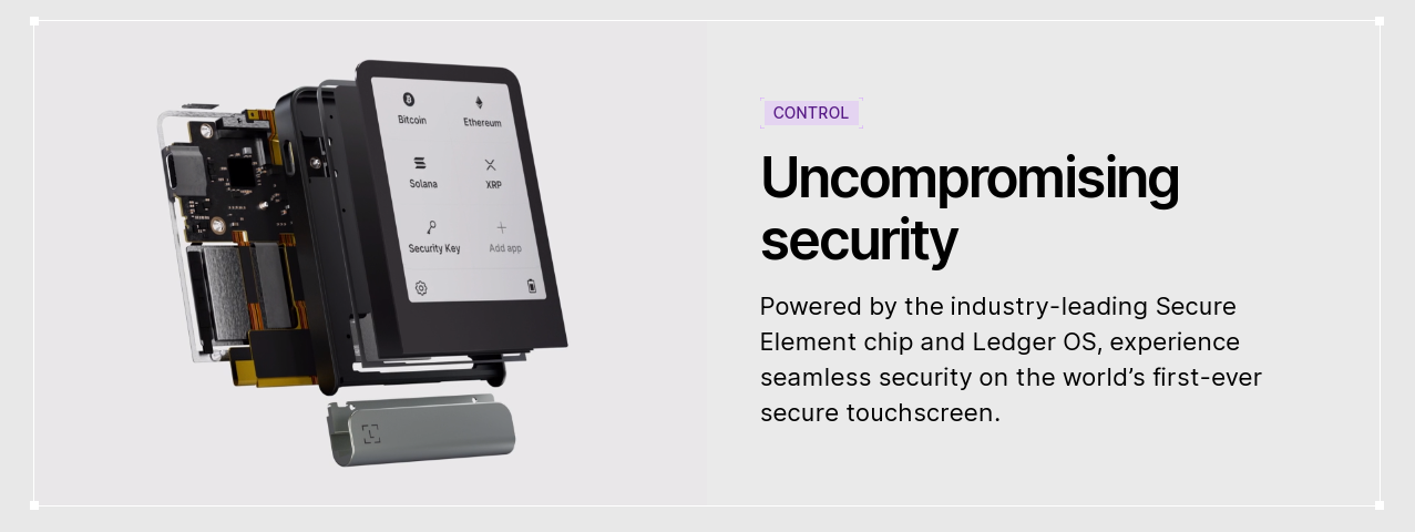 Powered by the industry-leading Secure Element chip and Ledger OS, experience seamless security on the world’s first-ever secure touchscreen.