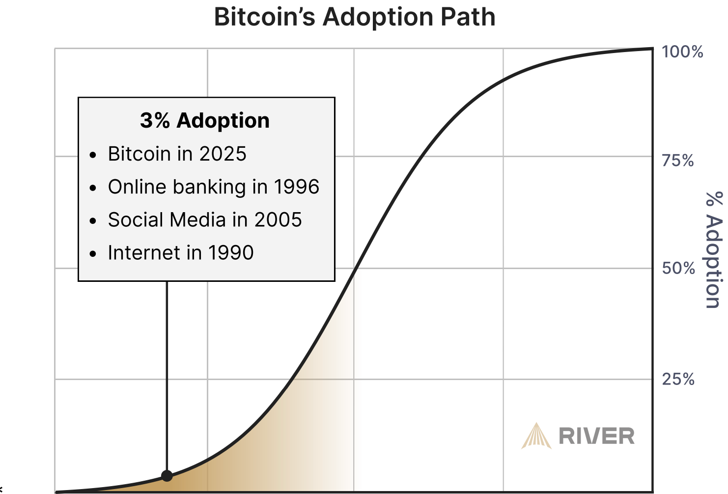 Bitcoin remains far from mass adoption, with just 3% of its potential realized.