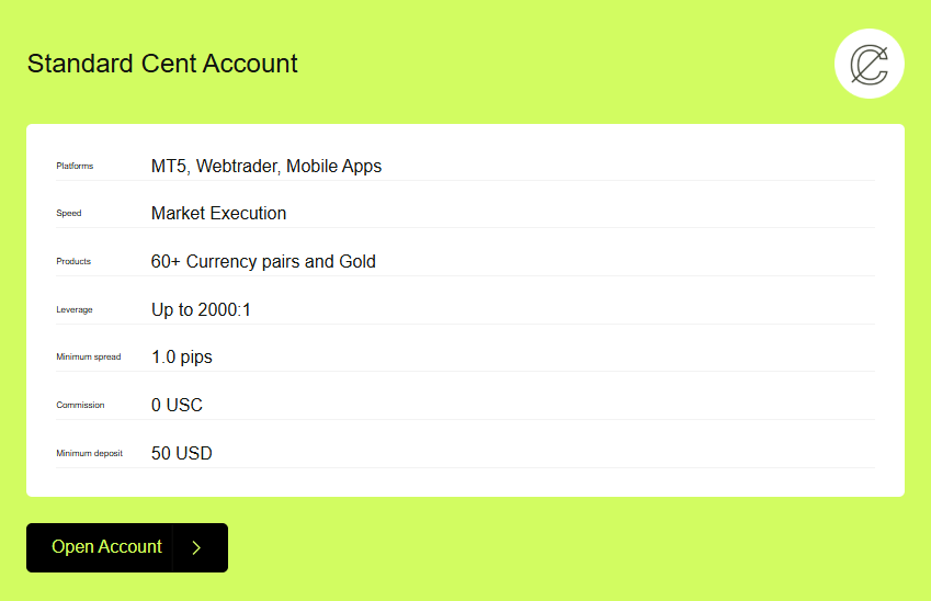 Ultima Markets Types of Accounts