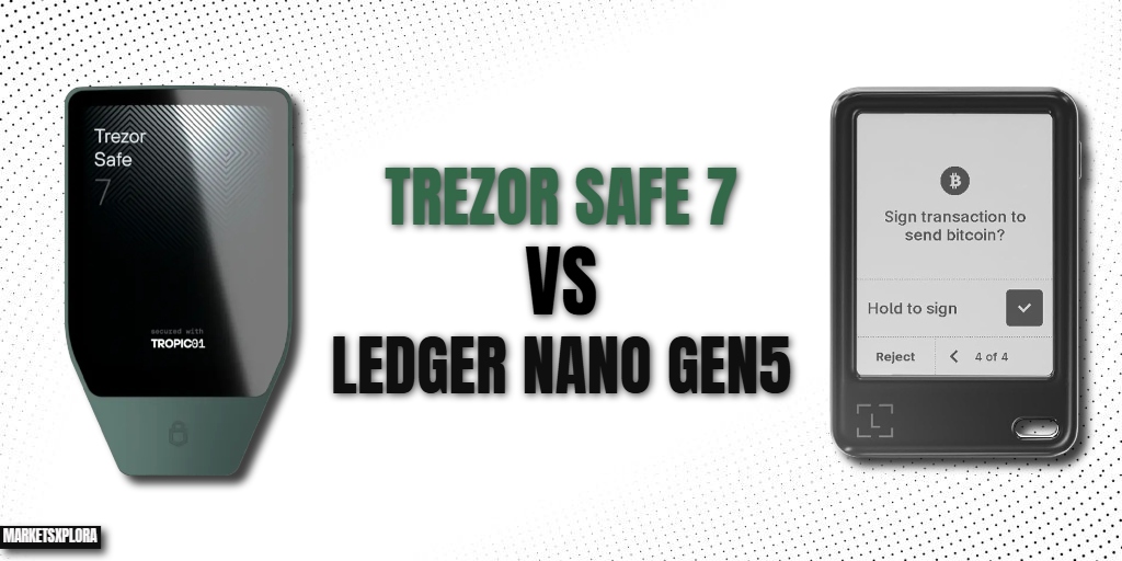 Choosing between the Trezor Safe 7 and Ledger Nano Gen5 means deciding between two brand-new flagship hardware wallets launched in 2025