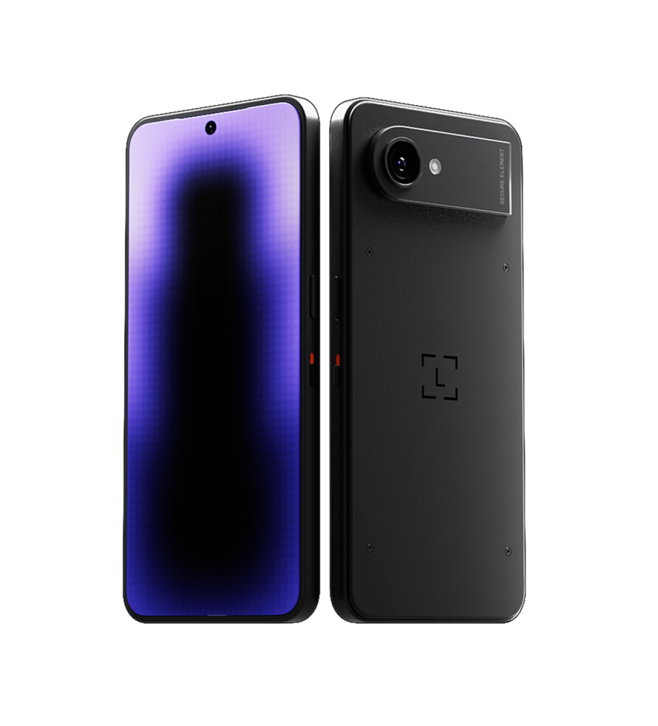 Official render of Ledger Atom™ showing the black body, camera module and orange Privacy Switch